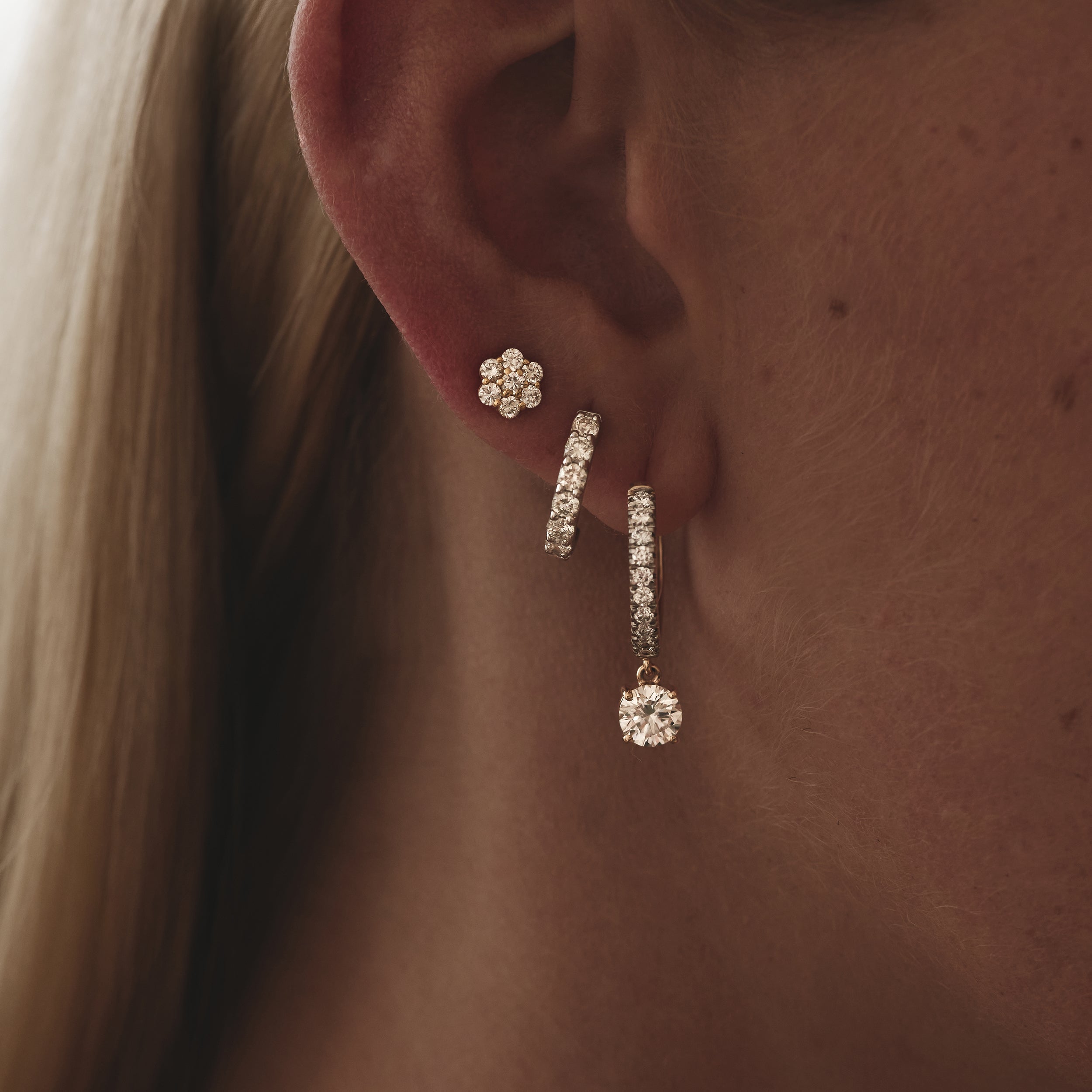 0.50ct Lab Diamond Cluster Earrings in 9K Yellow gold and H/SI Quality